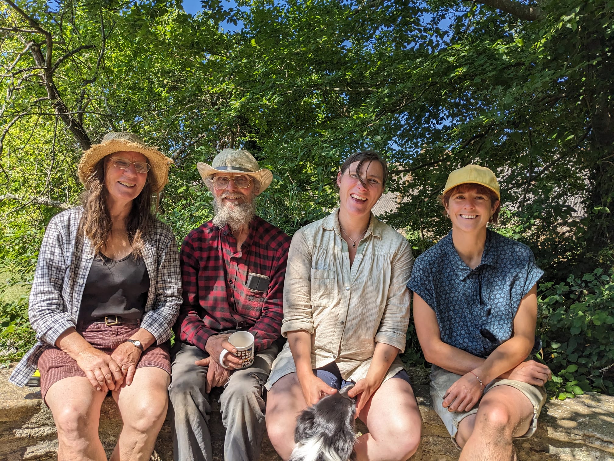 Ellen, Adam, Leila, Rosie and Meg the sheepdog, Tamarisk Farm team members