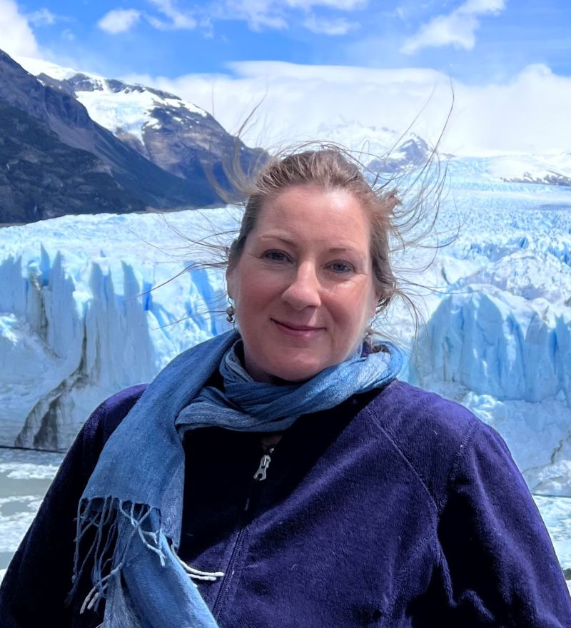 Penny Motley in snowy mountain scenery
