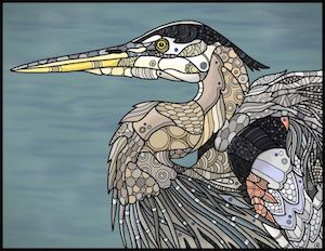 Drawing of a heron