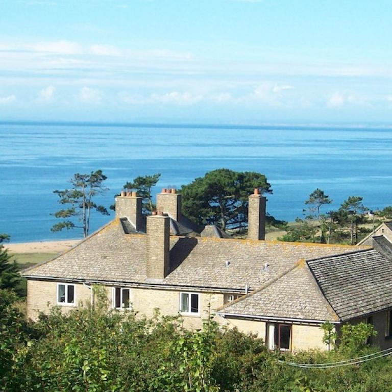 View of Othona West Dorset and the sea